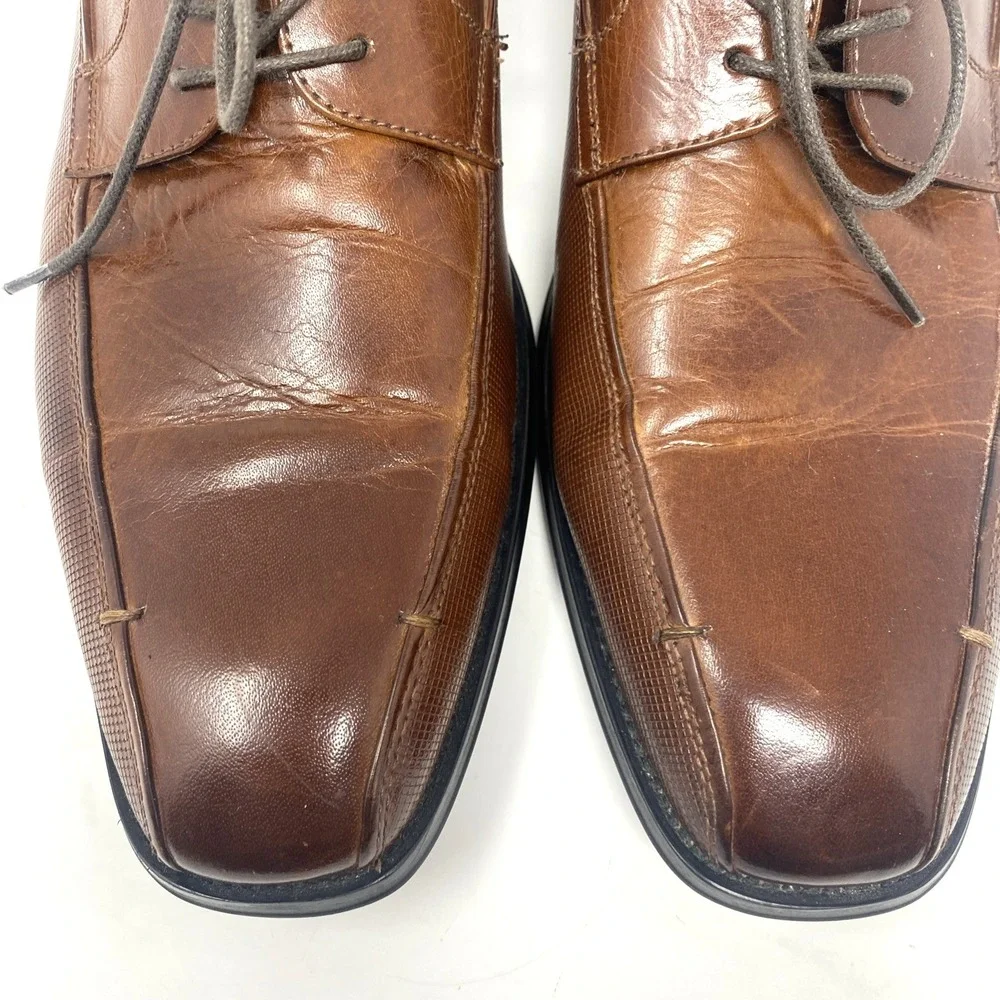 Kenneth Cole Reaction Men Shoes Sz 10 Oxford Witter Lace‎ Up Brown Leather Dress